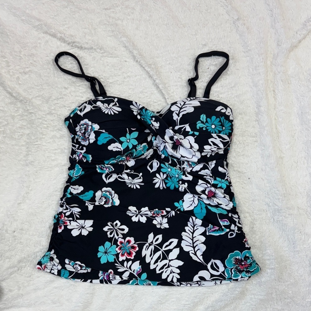 24th & Ocean Black and White One Piece Swimsuit with Adjustable Straps